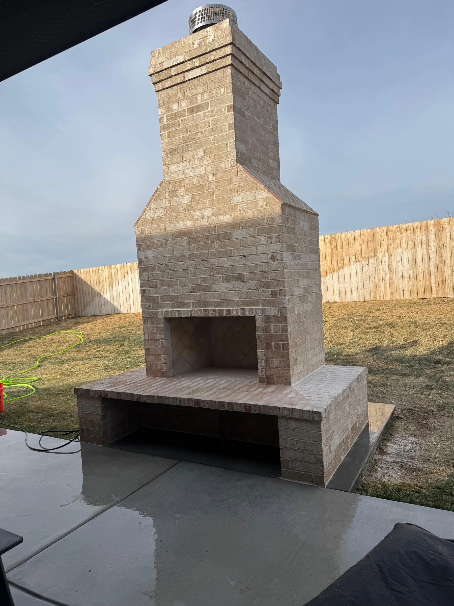 Outdoor brick fireplace